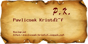 Pavlicsek Kristóf névjegykártya